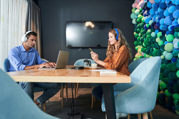 Employees are sitting at table