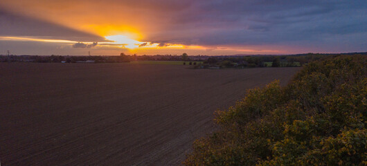 Sunset over Hampshire fields