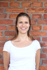 Frau, Portrait, freundlich, nett, lächelnd, lachend, Blick