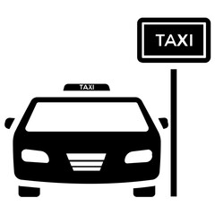 

A vehicle in conventional cab color baptized as taxi, taxicab icon
