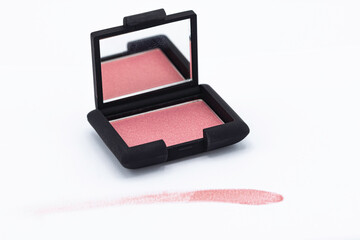 open natural blush on white background, makeup and cosmetics