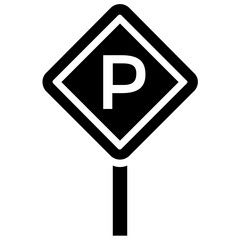 
Road symbol with P alphabet denoting parking sign icon
