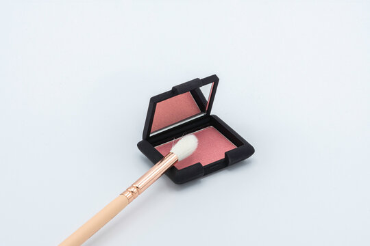 open natural blush on white background, makeup and cosmetics