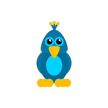 Blue bird cartoon vector illustration. cute blue bird. vector illustration