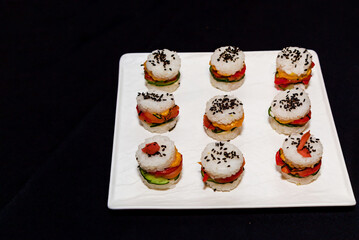 Catering, assorted snacks on plates