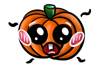 surprised pumpkin for halloween. Big eyes and cute cheeks on a white background