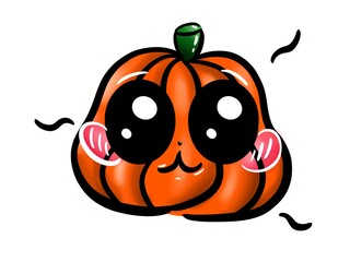 Nice and kind pumpkin for Halloween. On white background