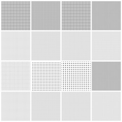 Fototapeta premium Simple, plain squares repeatable, seamless background, pattern set. Squares checkered, chequered background set illustration. Grid, mesh, chequr lattice, grating vector