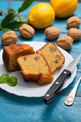 Homemade walnut cake servings