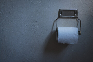 toilet paper on the wall