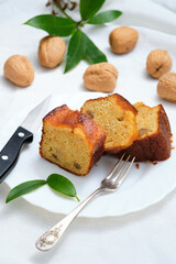 Homemade walnut cake servings