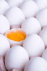 A broken egg inside the eggs