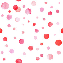 Watercolor hand painted red orange and pink circles collection on white.