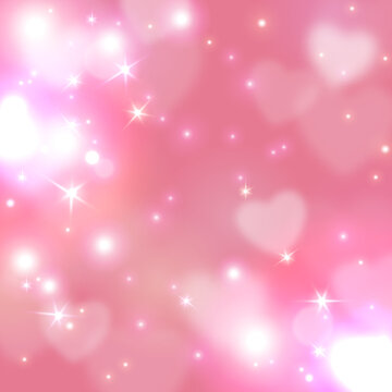 Happy valentines day background. Vector illustration. Romantic pattern with hearts out of focus.