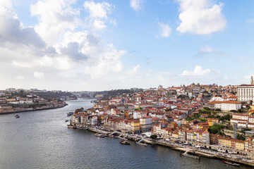 Naklejka na ściany i meble View of the city of Porto seen by the city Vila Nova de Gaia in Portugal, 05 November 2019