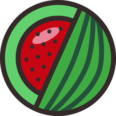 illustration of watermelon. Vector image of a large watermelon with a slice cut off from it