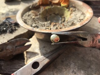 gold refining assay with lead and bone ash crucible  an ancient technique for purifying gold silver or other noble metal