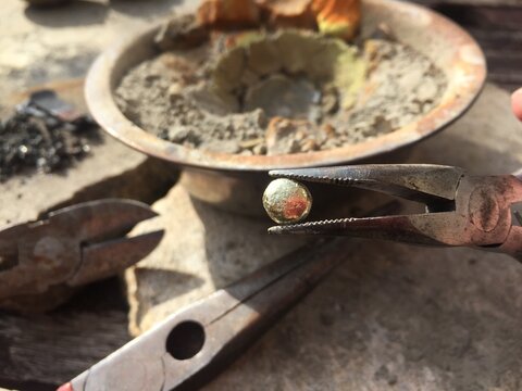 gold refining assay with lead and bone ash crucible  an ancient technique for purifying gold silver or other noble metal