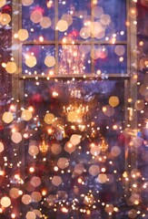 Christmas lights. Lights and Christmas decoration in the city in Winter. Colorful abstract background for Christmas. 