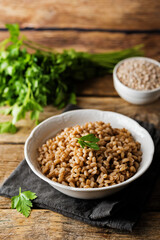 healthy fresh Barley porridge in a bowl