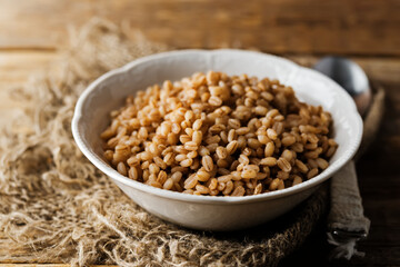 healthy fresh Barley porridge in a bowl