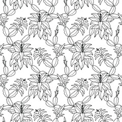  Lilac flowers seamless pattern of Christmas plants. Vector stock illustration eps10.