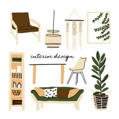 Furniture collection vector  illustration 