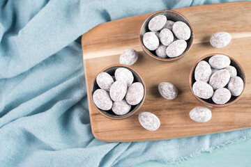 Spiced almonds with chocolate powder, traditional german christmas sweets with spices like...