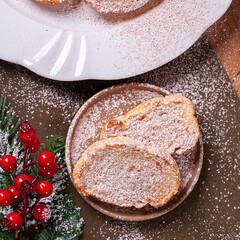 Typical Christmas dessert called Rabanadas. French toast. Top view