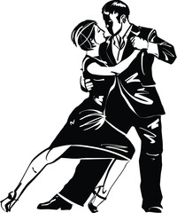 vector illustration sketch of dancing tango couple