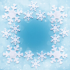Christmas card with a place for text. winter composition of snowflakes