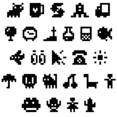 pixel icons set, vector illustration.