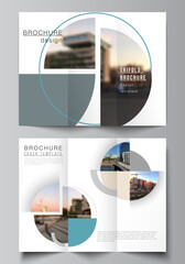 Vector layouts of covers design template for trifold brochure, flyer layout, book design, brochure cover, advertising. Background with abstract circle round banner. Corporate business concept template