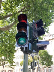 traffic warning lights on road