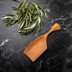 hand carved wooden spoon on the table