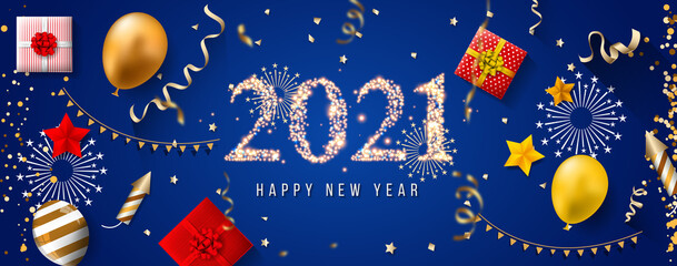 Fototapeta na wymiar 2021 New Year. 2021 Happy New Year greeting card. 2021 Happy New Year background.