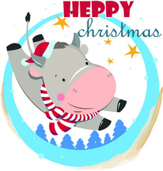 Bull merry christmas and happy new year 