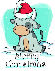 Bull merry christmas and happy new year 