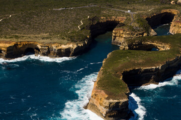 Obraz premium Beautiful Aerial view Great Ocean Road and Twelve Apostles Port Campbell National Park Victoria Australia.