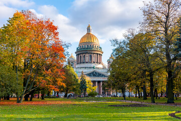 St. Isaac's Cathedral in autumn, Saint Petersburg, Russia