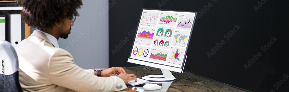 Aufkleber Business Data Analyst Using Computer