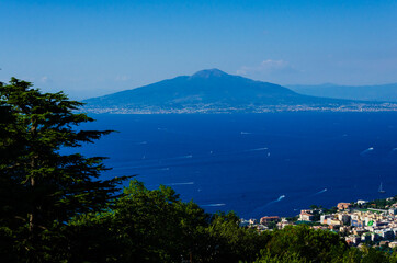 Fototapeta na wymiar Naples and Vesuvius view from Sorrento