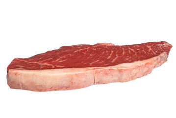 Raw marbled beef picanha steak on a white background