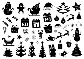 Set of Christmas icons. Vector illustration.