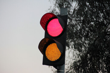 traffic warning lights on road