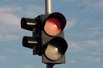 traffic warning lights on road