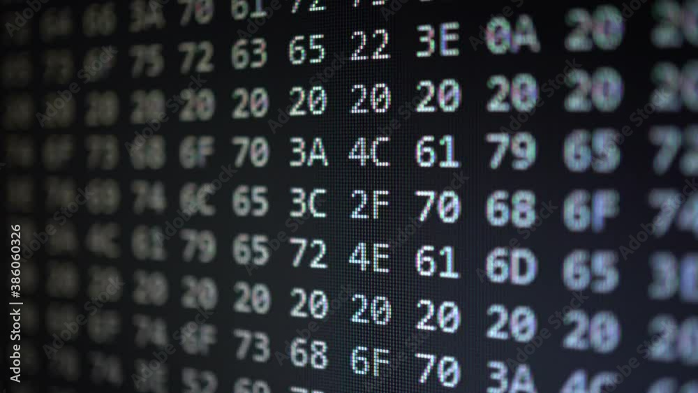Wall mural binary code on screen background