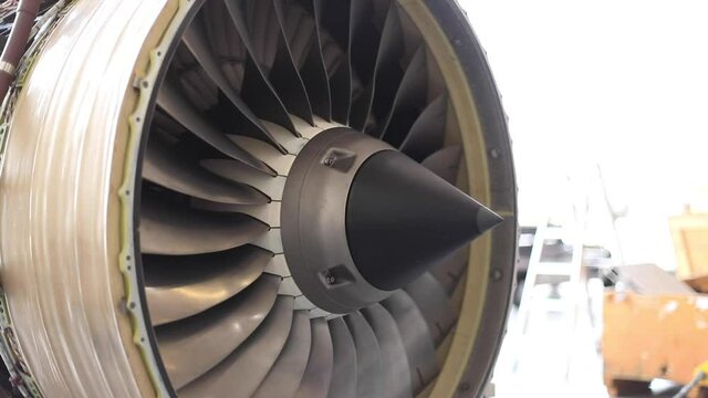 Close up of jet engine