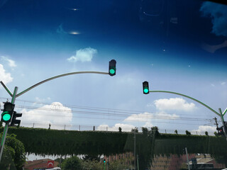 traffic warning lights on road