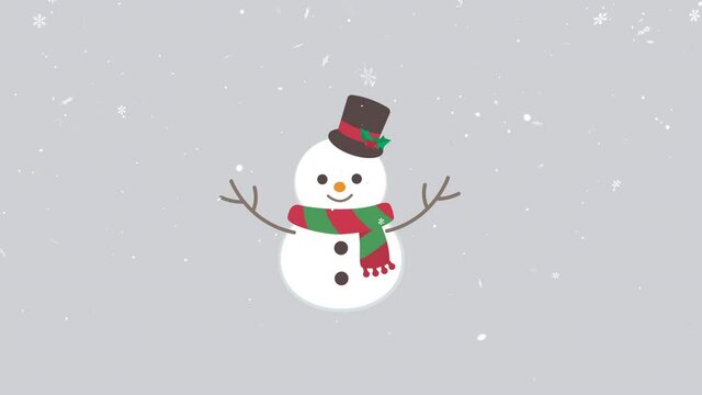 スノーマン　雪だるま　雪が降るアニメーション